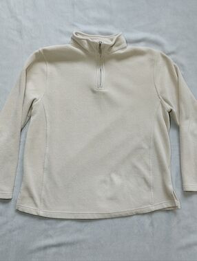 Tradition Cream Quarter Zip Fleece Sweater Cozy 1/4 Zip Pullover Large